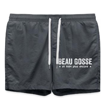 Humor Man Handsome - Swim Trunks - anthracite - Front - AI Model Male 185 light (185cm)