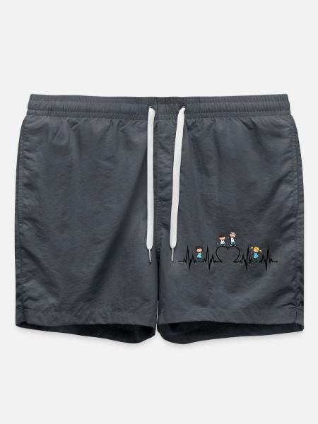 Herzschlag Herz EKG Kinder Liebe Erzieher Beruf sw - Badeshorts - Anthrazit