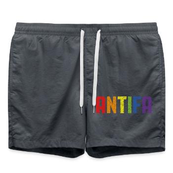 Antifa-Stolz - Badeshorts - Anthrazit - Vorne - AI Model Male 185 light (185cm)