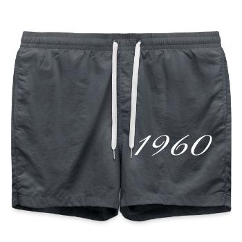 1960's Birthday Gift, Original since 1960 - Swim Trunks - anthracite - Front - AI Model Male 185 light (185cm)