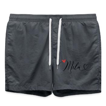 Mila Name Vorname Kalligrafieherz - Badeshorts - Anthrazit - Vorne - AI Model Male 185 light (185cm)
