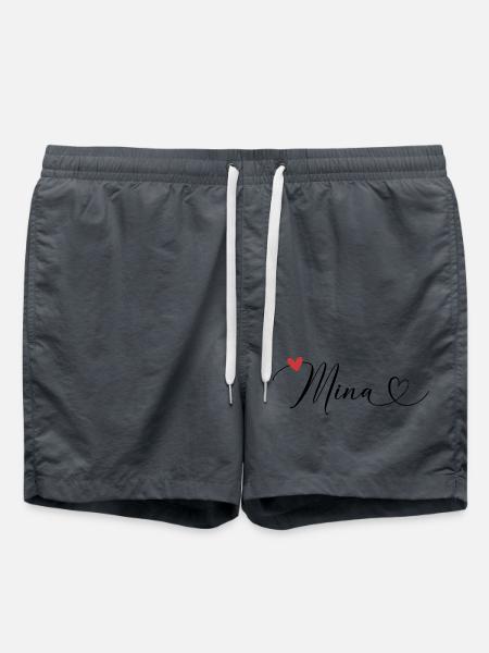 Mina Surname First name Calligraphy Heart - Swim Trunks - anthracite