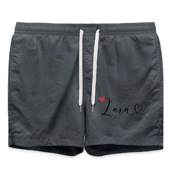 Lara Nom Prénom Calligraphie Coeur - Short de bain - charbon - Devant - AI Model Male 185 light (185cm)