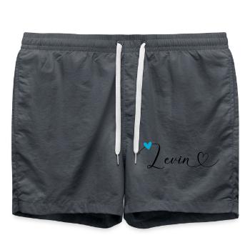 Levin Nom Prénom Calligraphie coeur - Short de bain - charbon - Devant - AI Model Male 185 light (185cm)