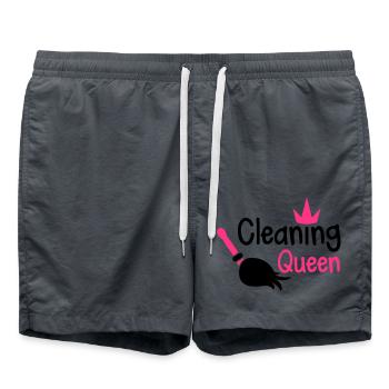 nettoyage reine avec un balai et une couronne - Short de bain - charbon - Devant - AI Model Male 185 light (185cm)