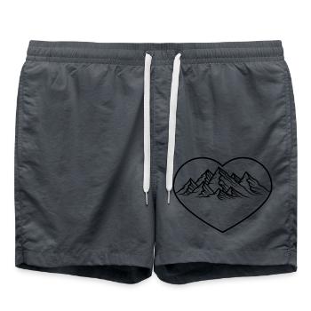 randonnée forme montagnes coeur amour j'aime huegel alpes - Short de bain - charbon - Devant - AI Model Male 185 light (185cm)