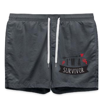 im a survivor - Swim Trunks - anthracite - Front - AI Model Male 185 light (185cm)