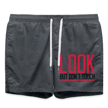 Text Dont Touch - Swim Trunks - anthracite - Front - AI Model Male 185 light (185cm)