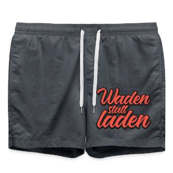 Waden statt Laden Fahrrad E-Bike Spruch Shirt - Badeshorts - Anthrazit - Vorne - AI Model Male 185 light (185cm)