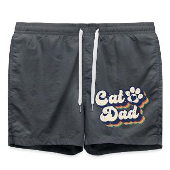 Cat Dad - Retro Kitty Cat Paw Cat Lover Dad Gift - Swim Trunks - anthracite - Front - AI Model Male 185 light (185cm)