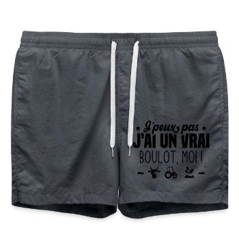 J’peux pas j’ai un vrai boulot moi ! - Short de bain - charbon - Devant - AI Model Male 185 light (185cm)