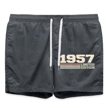 1957 Geburtstagsgeschenk 1957, limitierte Auflage 1957 - Badeshorts - Anthrazit - Vorne - AI Model Male 185 light (185cm)