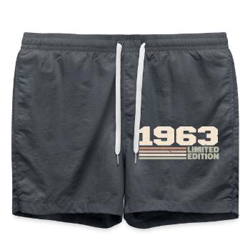 1963 1963 Limitierte Auflage 1963 Geburtstagsgeschenk - Badeshorts - Anthrazit - Vorne - AI Model Male 185 light (185cm)