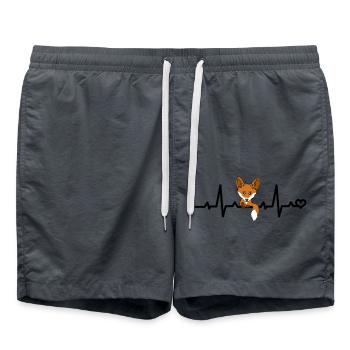 Fuchs Herzschlag Herzfrequenz Beat Tier Waldtier - Badeshorts - Anthrazit - Vorne - AI Model Male 185 light (185cm)