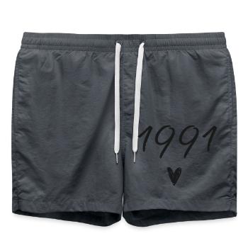 1991 Herzgeburtstag - Badeshorts - Anthrazit - Vorne - AI Model Male 185 light (185cm)