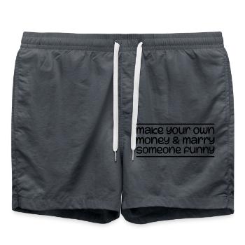 Verdiene dein eigenes Geld und heirate jemanden Lustigen - Badeshorts - Anthrazit - Vorne - AI Model Male 185 light (185cm)