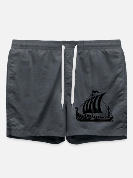 Drachenboot Wikinger Style Segel Design - Badeshorts - Anthrazit