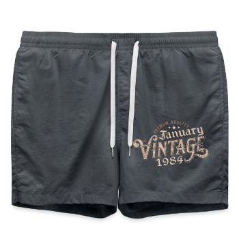 January 1984 | 1984 January Vintage Anniversary - Swim Trunks - anthracite - Front - AI Model Male 185 light (185cm)