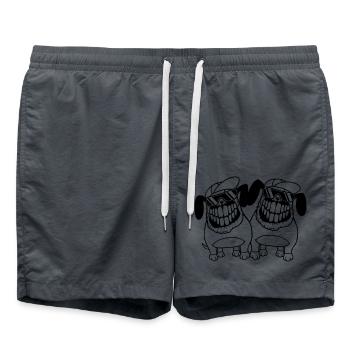 Deux chiens monstre méchant dangereux dents souriant - Short de bain - charbon - Devant - AI Model Male 185 light (185cm)