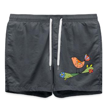 Bunter Vogel - Badeshorts - Anthrazit - Vorne - AI Model Male 185 light (185cm)