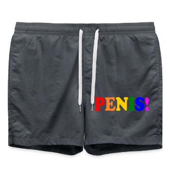 Penis - cock - dick - schwanz - Badeshorts - Anthrazit - Vorne - AI Model Male 185 light (185cm)