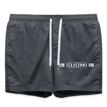 Suomi Country Finland Scandinavia Vacation Travel - Swim Trunks - anthracite - Front - AI Model Male 185 light (185cm)
