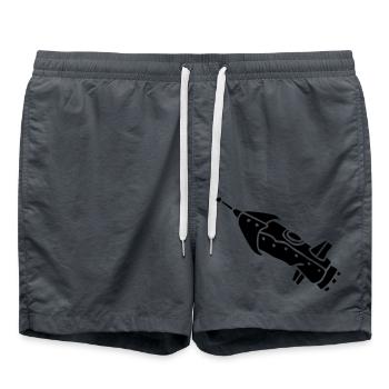space shuttle space ship Rakete rocket satellite - Short de bain - charbon - Devant - AI Model Male 185 light (185cm)