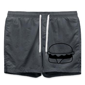 hamburger cheeseburger délicieux fast food nourriture suspendu - Short de bain - charbon - Devant - AI Model Male 185 light (185cm)