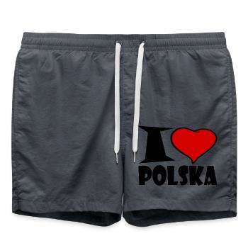 I Love Polska - I love Poland - Swim Trunks - anthracite - Front - AI Model Male 185 light (185cm)