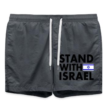 stand with israel - Swim Trunks - anthracite - Front - AI Model Male 185 light (185cm)