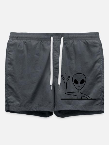 Friendly Grey Male Alien - Swim Trunks - anthracite