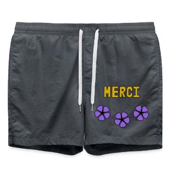 MERCI. ANNIVERSAIRE. NAISSANCE. RETRAITE. MERCI - Short de bain - charbon - Devant - AI Model Male 185 light (185cm)