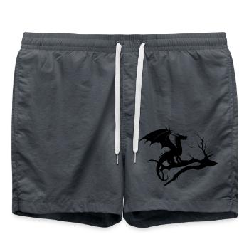 drache design silhouette toter baum - Badeshorts - Anthrazit - Vorne - AI Model Male 185 light (185cm)