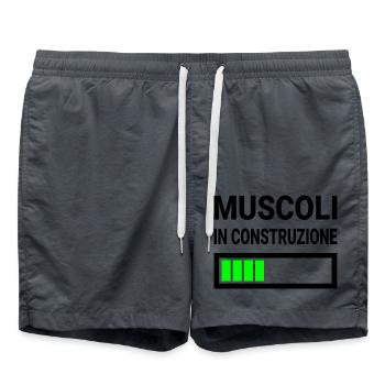 Muscoli in construzione gift for bodybuilders - Swim Trunks - anthracite - Front - AI Model Male 185 light (185cm)