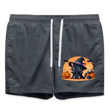 Halloween Black Kitten - Swim Trunks - anthracite - Front - AI Model Male 185 light (185cm)