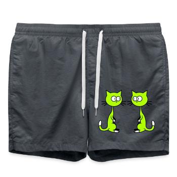 2 Neugierige Komische Katzen Gucken Sich Lustig An - Badeshorts - Anthrazit - Vorne - AI Model Male 185 light (185cm)