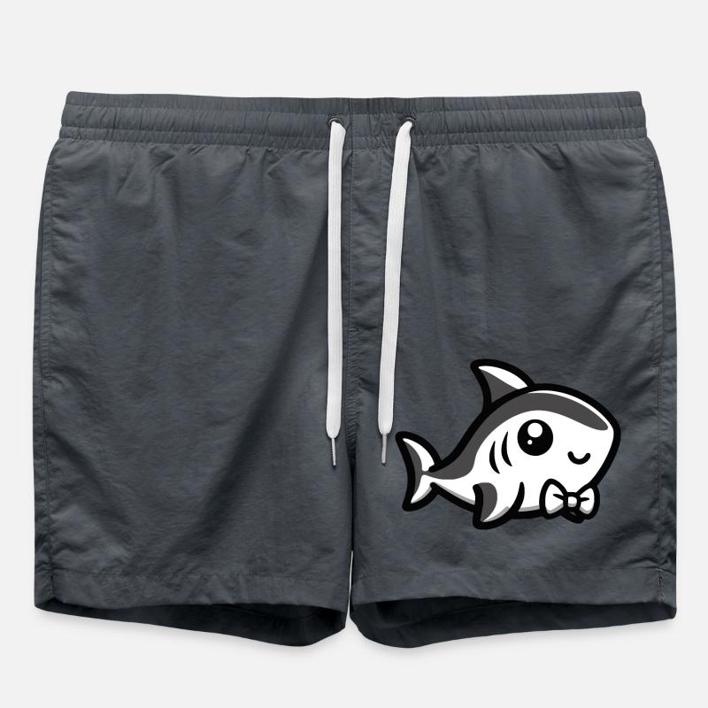 Cute shark with bow tie - Swim Trunks - anthracite