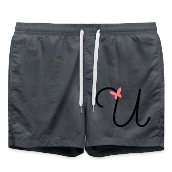 Letter U Butterfly Letter - Swim Trunks - anthracite - Front - AI Model Male 185 light (185cm)