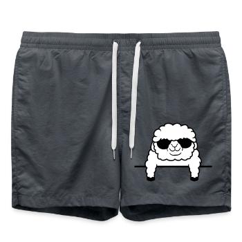 Schaf Hinter Zaun Mauer Sonnenbrille Schäfchen - Badeshorts - Anthrazit - Vorne - AI Model Male 185 light (185cm)