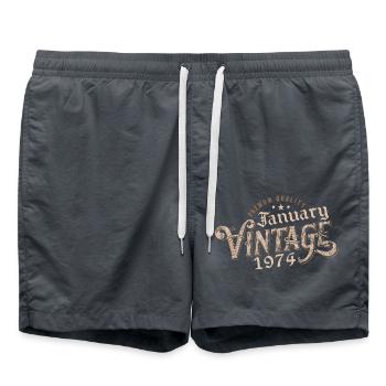 Janvier 1974 | 1974 Janvier Vintage Anniversaire - Short de bain - charbon - Devant - AI Model Male 185 light (185cm)