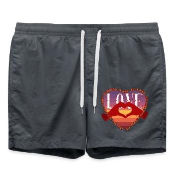 Celebrate love in style Happy Valentine's Day - Swim Trunks - anthracite - Front - AI Model Male 185 light (185cm)