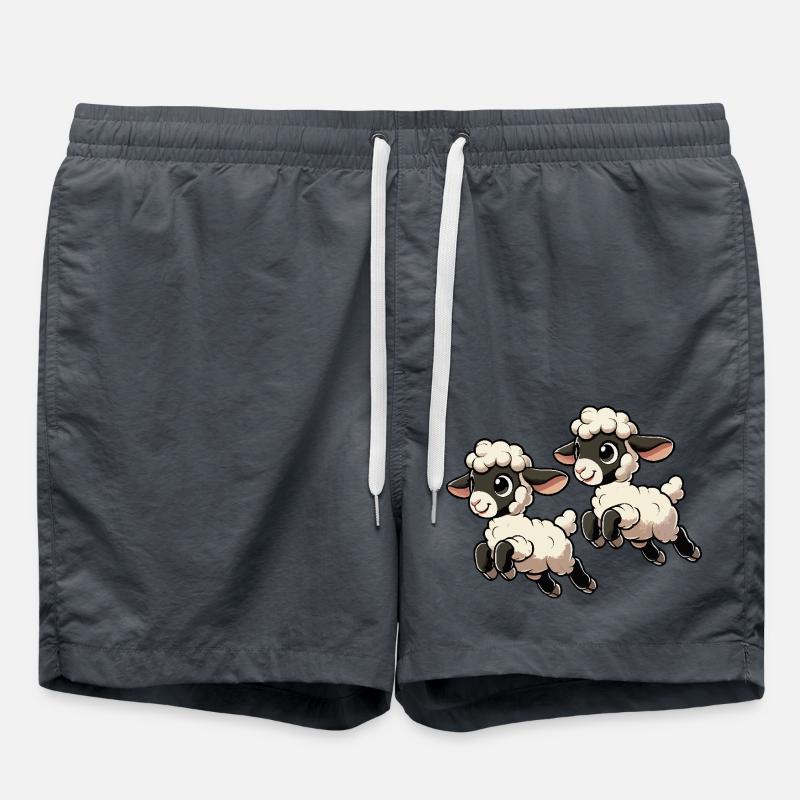 Lambs hopping black and white - Swim Trunks - anthracite
