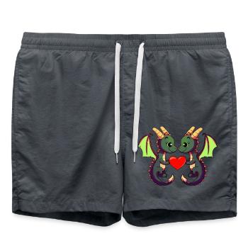 Dragon Couple Valentine's Day - Swim Trunks - anthracite - Front - AI Model Male 185 light (185cm)