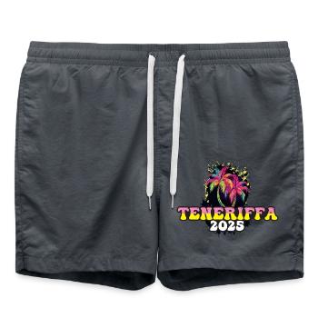 Teneriffa 2025 Urlaub Palmen - Badeshorts - Anthrazit - Vorne - AI Model Male 185 light (185cm)