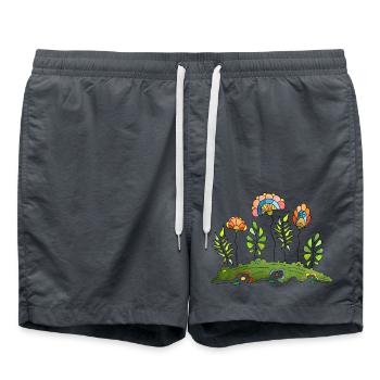 Blumen - Badeshorts - Anthrazit - Vorne - AI Model Male 185 light (185cm)
