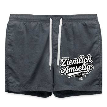 Ziemlich Amselig - Funny Deutsche Memes - Badeshorts - Anthrazit - Vorne - AI Model Male 185 light (185cm)
