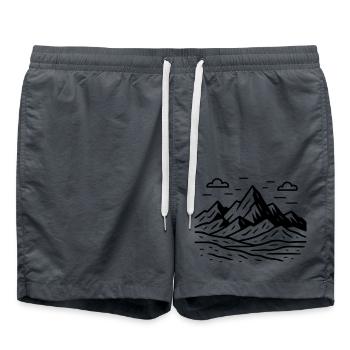 Mountain Landscape - Swim Trunks - anthracite - Front - AI Model Male 185 light (185cm)