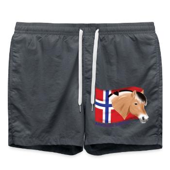 Norwegisches Fjordpferde Kopf mit Flagge - Badeshorts - Anthrazit - Vorne - AI Model Male 185 light (185cm)