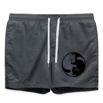 2 schwarze und weiße Katzen umarmt - Badeshorts - Anthrazit - Vorne - AI Model Male 185 light (185cm)