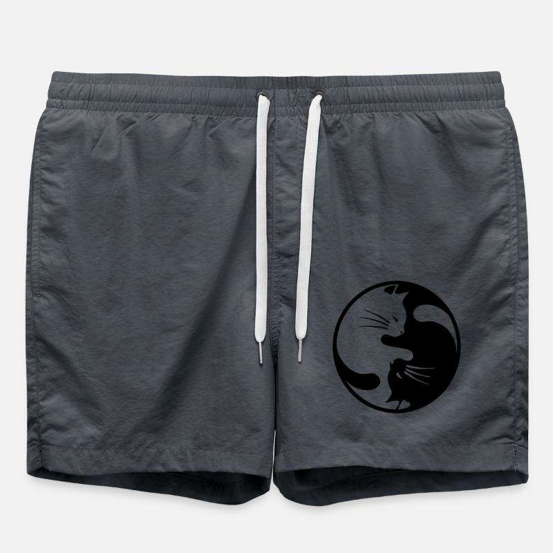 2 black and white cats embraced - Swim Trunks - anthracite